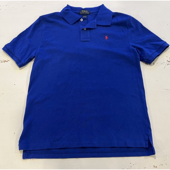 Polo Ralph Lauren Blue POLO SHIRT BOYS XL 18 20 100% Cotton Little Pony Logo - Picture 1 of 9